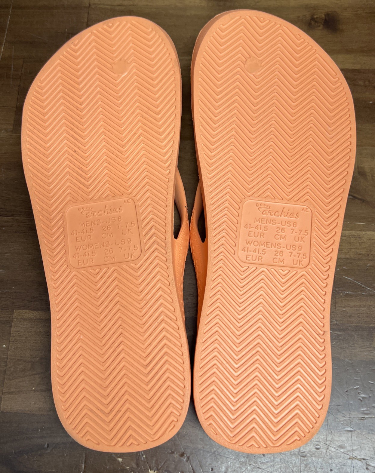 Archies Arch Support Flip Flops Sandals Peach Orange Size Men’s 8 Women’s 9
