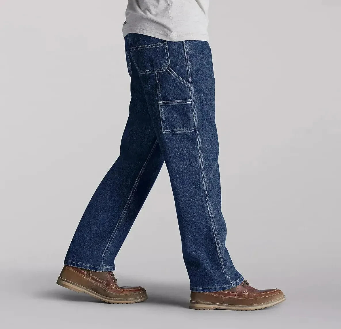 Lee Men’s Stone Wash Straight Leg Loose Fit Cargo Carpenter Denim Jeans 3 Colors