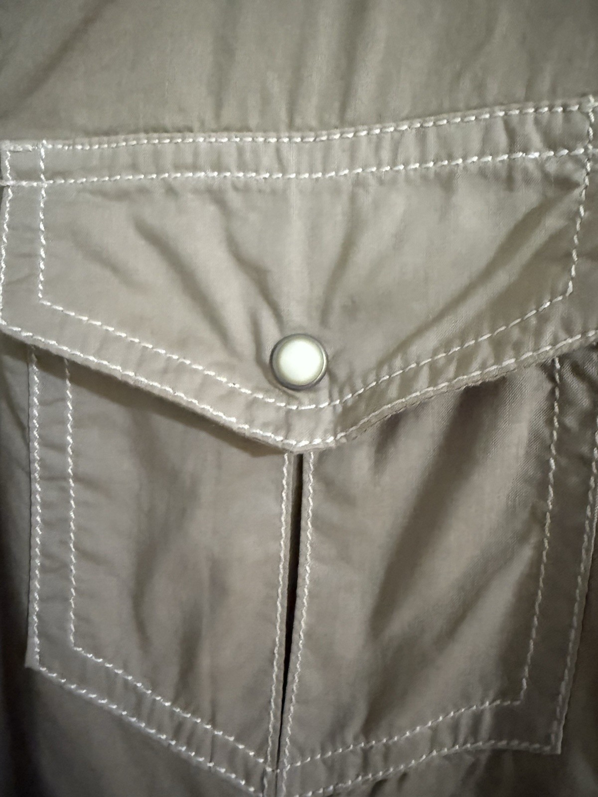 Ryan Michael Shirt Womens L Stone Western Pearl Snap Corset Lace Up Back