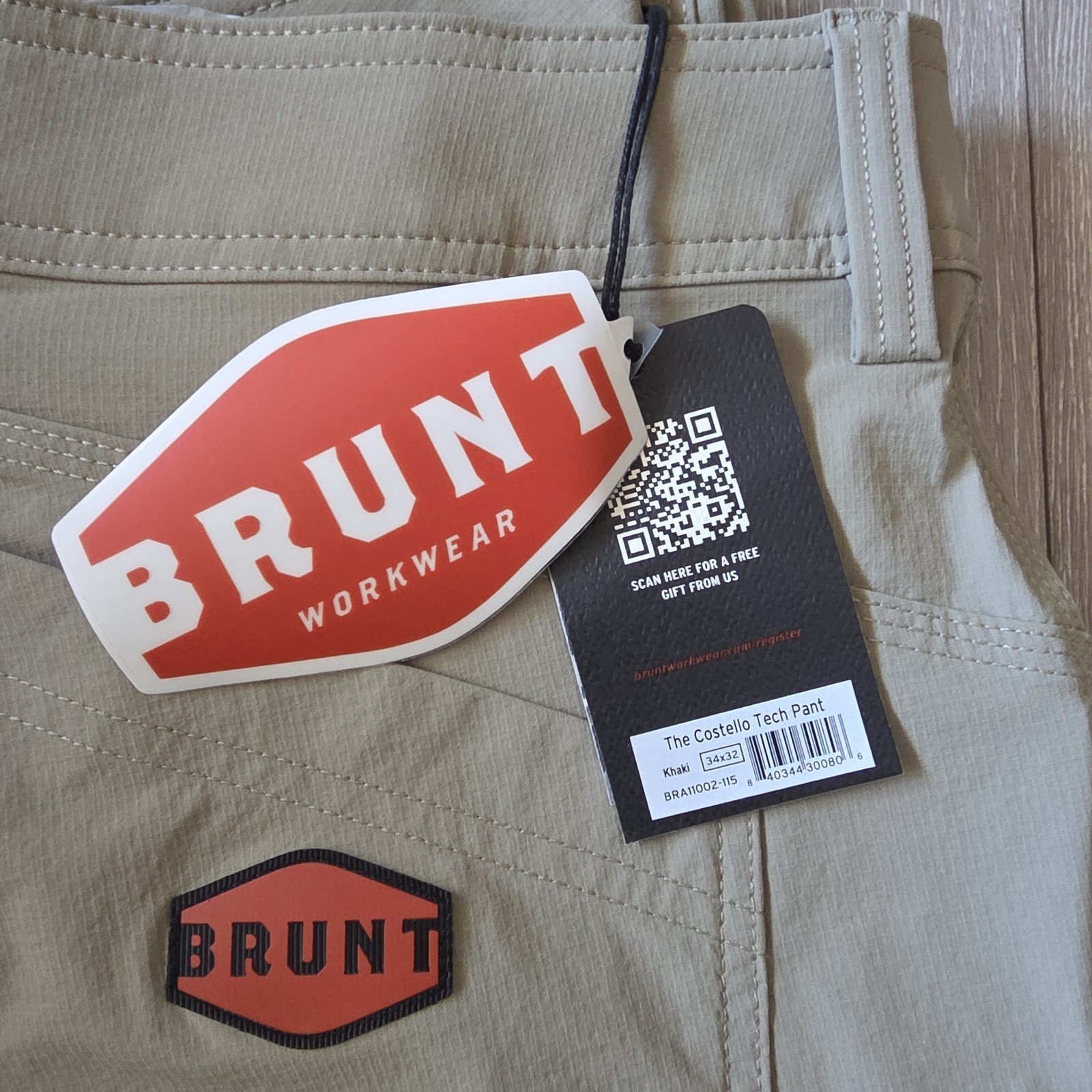 Brunt Workwear Men’s The Costello Tech Pants Size 34X32 Khaki