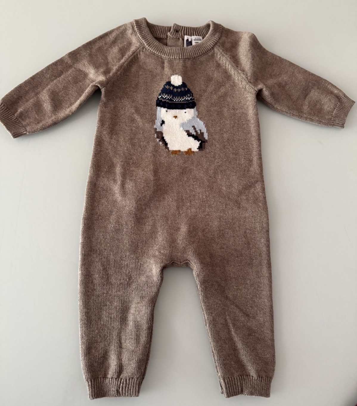 JANIE AND JACK Snow Cub Tan Cable Knit Romper Set Size 0/0-3Month