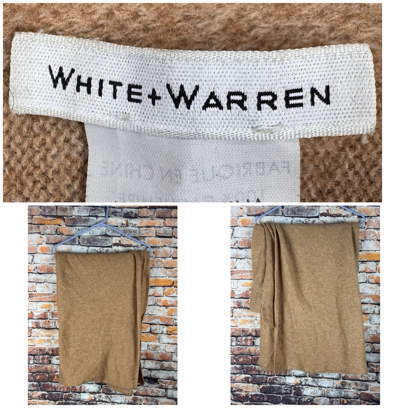 White + Warren Superfine Cashmere Travel Wrap Oversize Sandstone Brown 90″x 35″