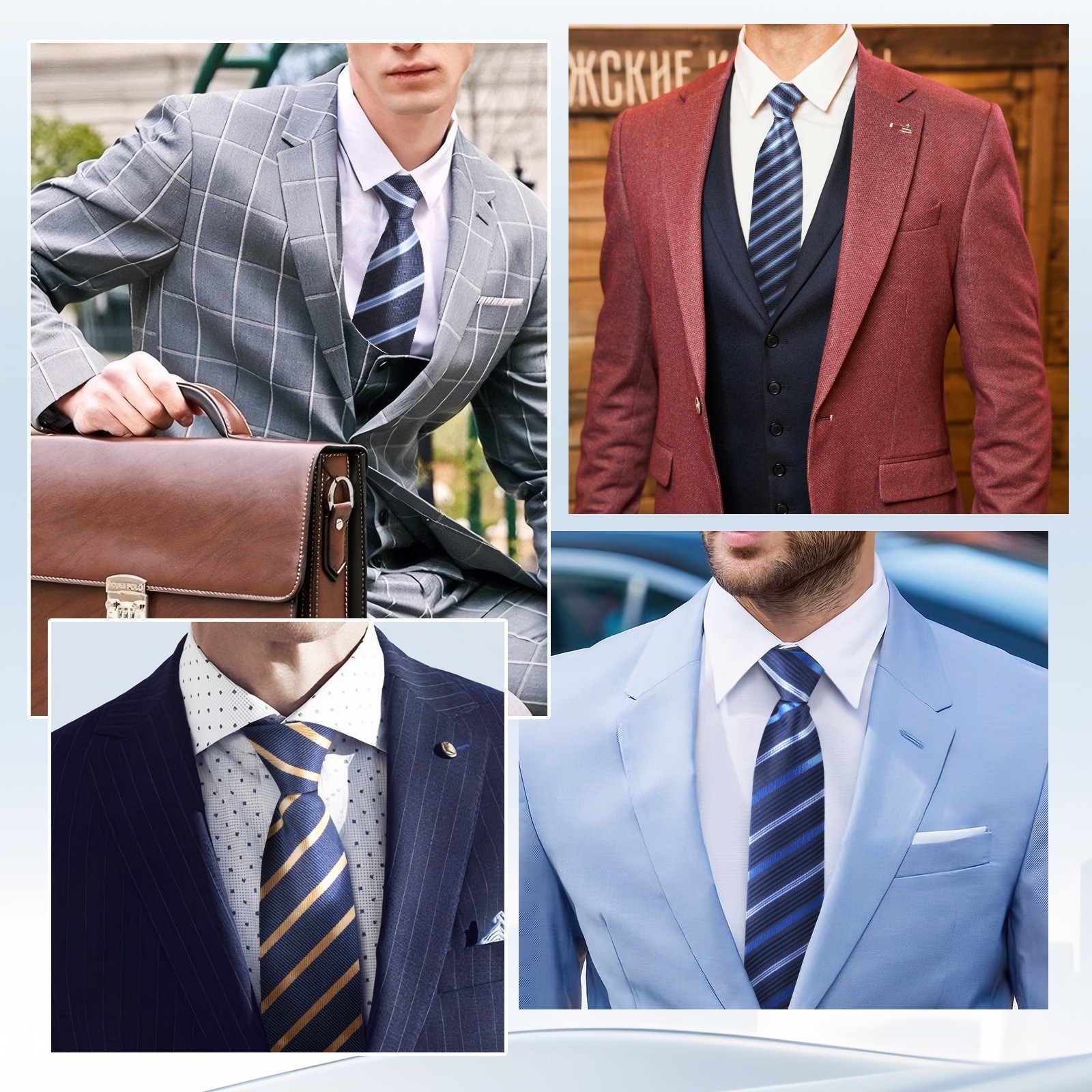 4Pcs Men’s Clip-on Ties Solid Color Men’s Tie Pre Tied Clip on Ties for Men Gift