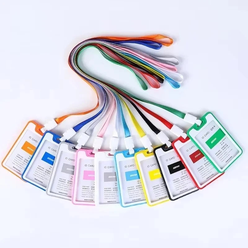 ID Badge Holder Double-Sided Windows Clear Vertical Card Holder with Lanyard