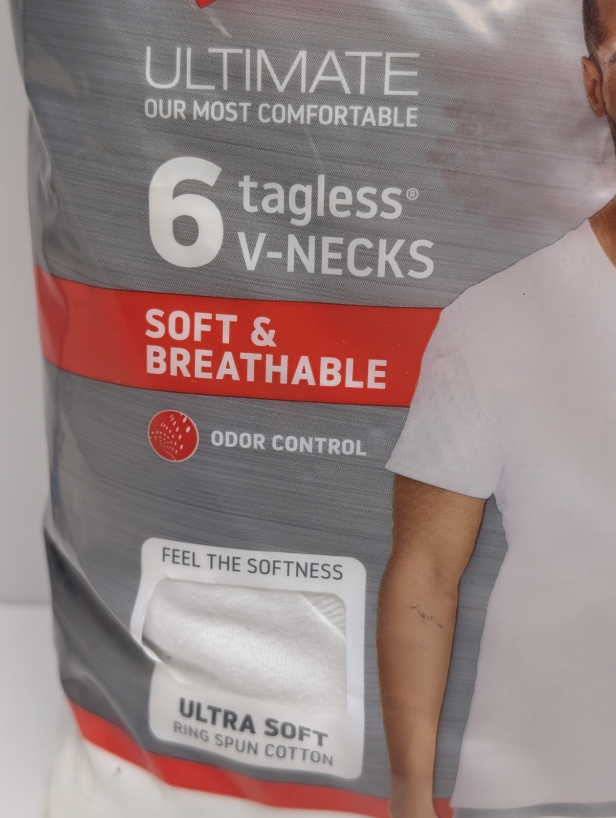 Hanes Ultimate V Neck T Shirts 6 Pack XL White Tagless Undershirts New Sealed