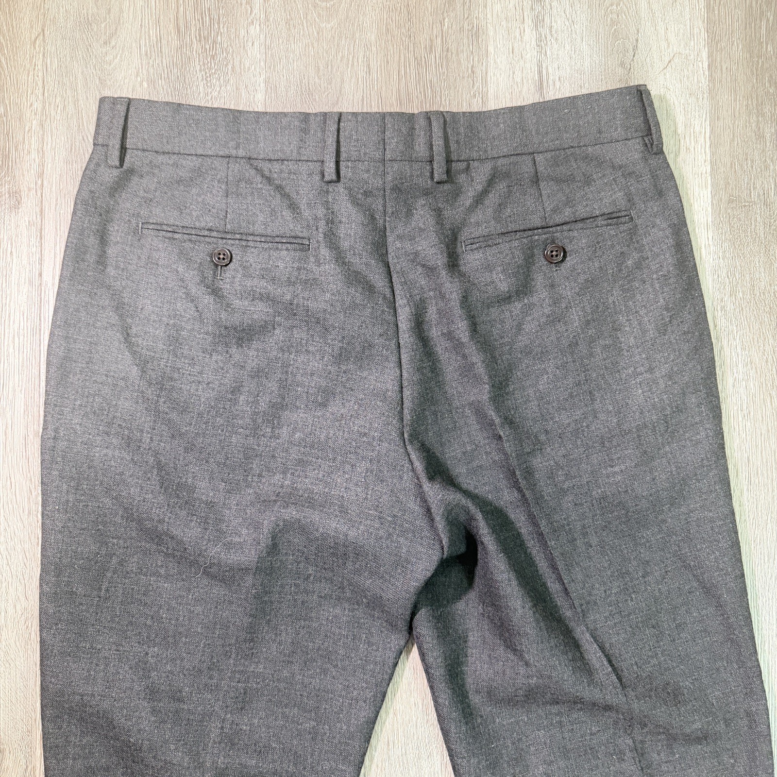 J. Crew Bowery Classic Fit Wool Charcoal Grey Herringbone Pants Men’s 34×32