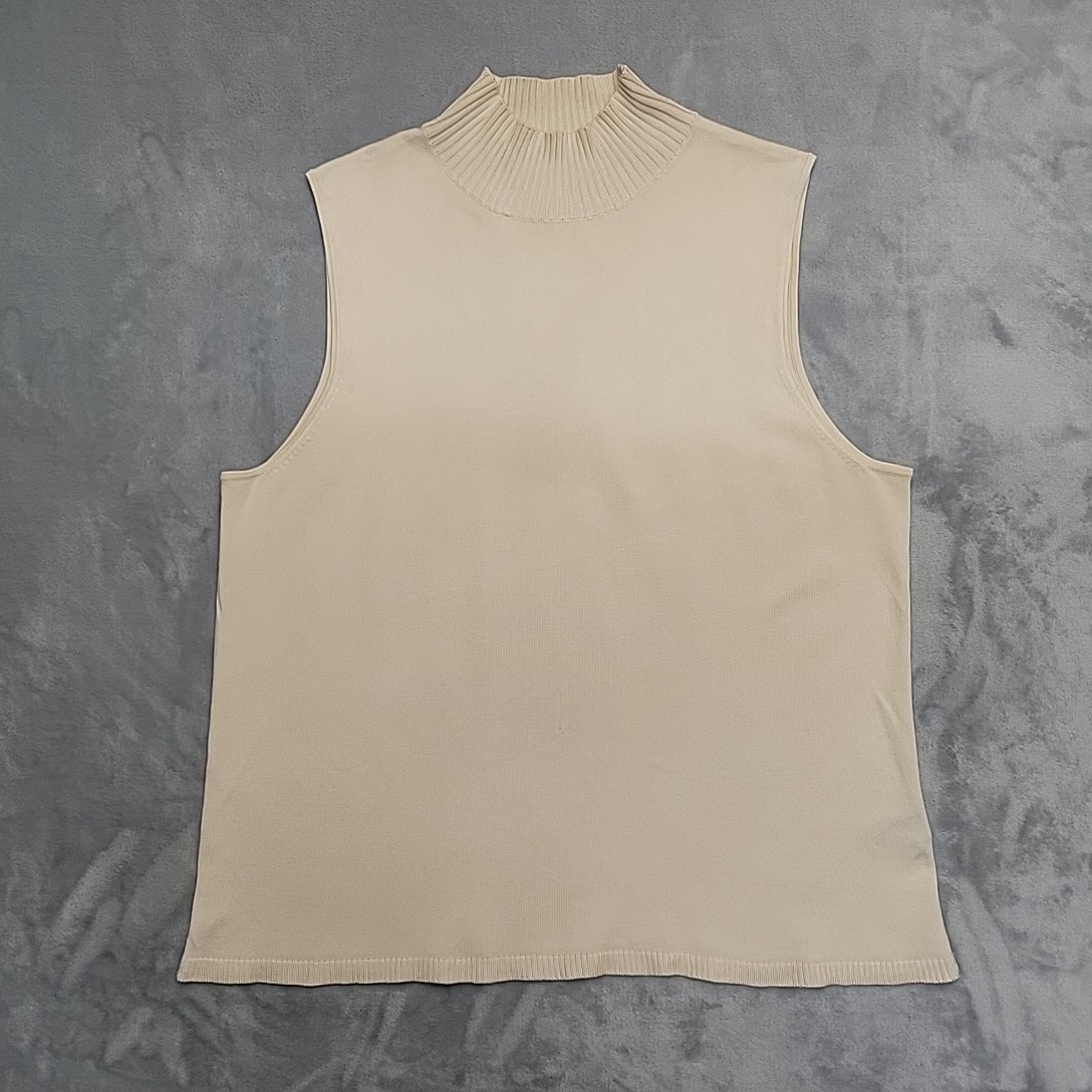 Josephine Chaus Top Women L Cream Sleeveless Silk Blend Classic Capsule Wardrobe