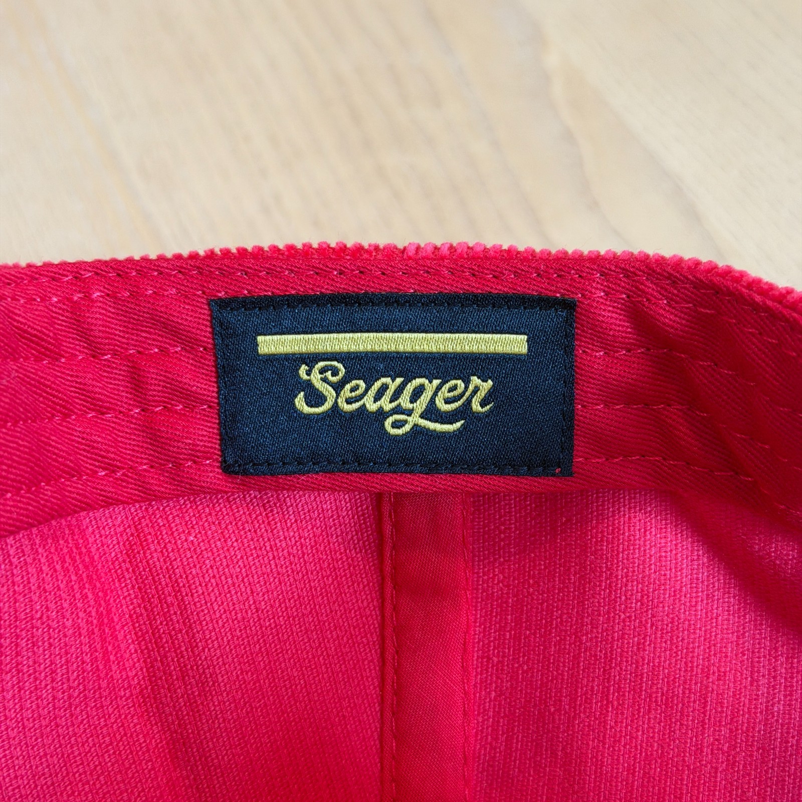 Seager Bradley Corduroy Hat Cap Red Eagle Embroidered Outdoor Snap Back NWOT