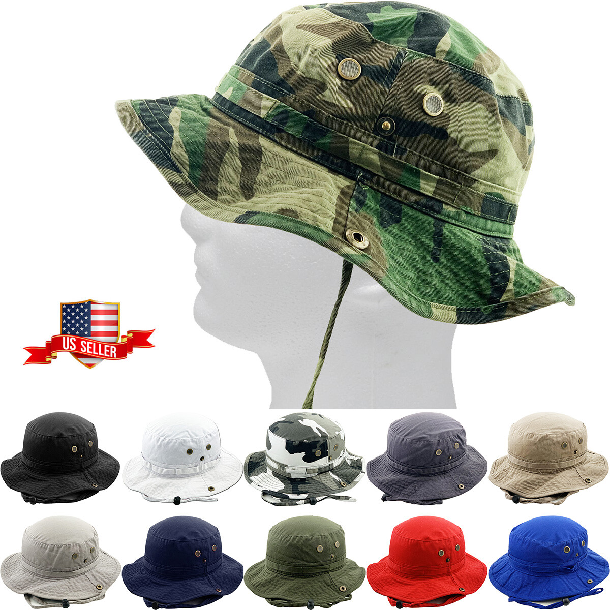 Bucket Hat Boonie Basic Hunting Fishing Outdoor Summer Cap Unisex New