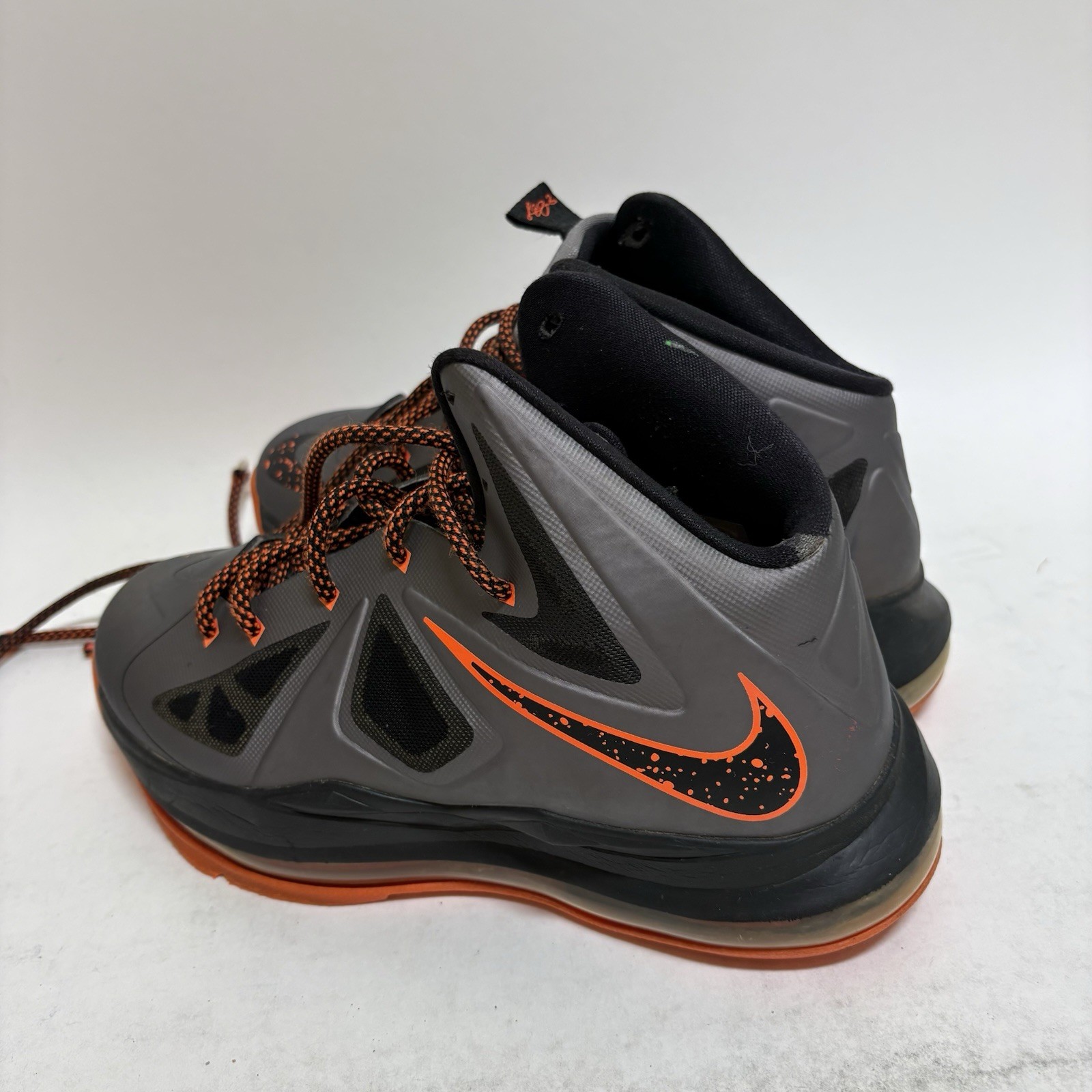 NIKE LeBron X 10 Lava Charcoal Total Orange Youth Size 5Y 541100-002 Used