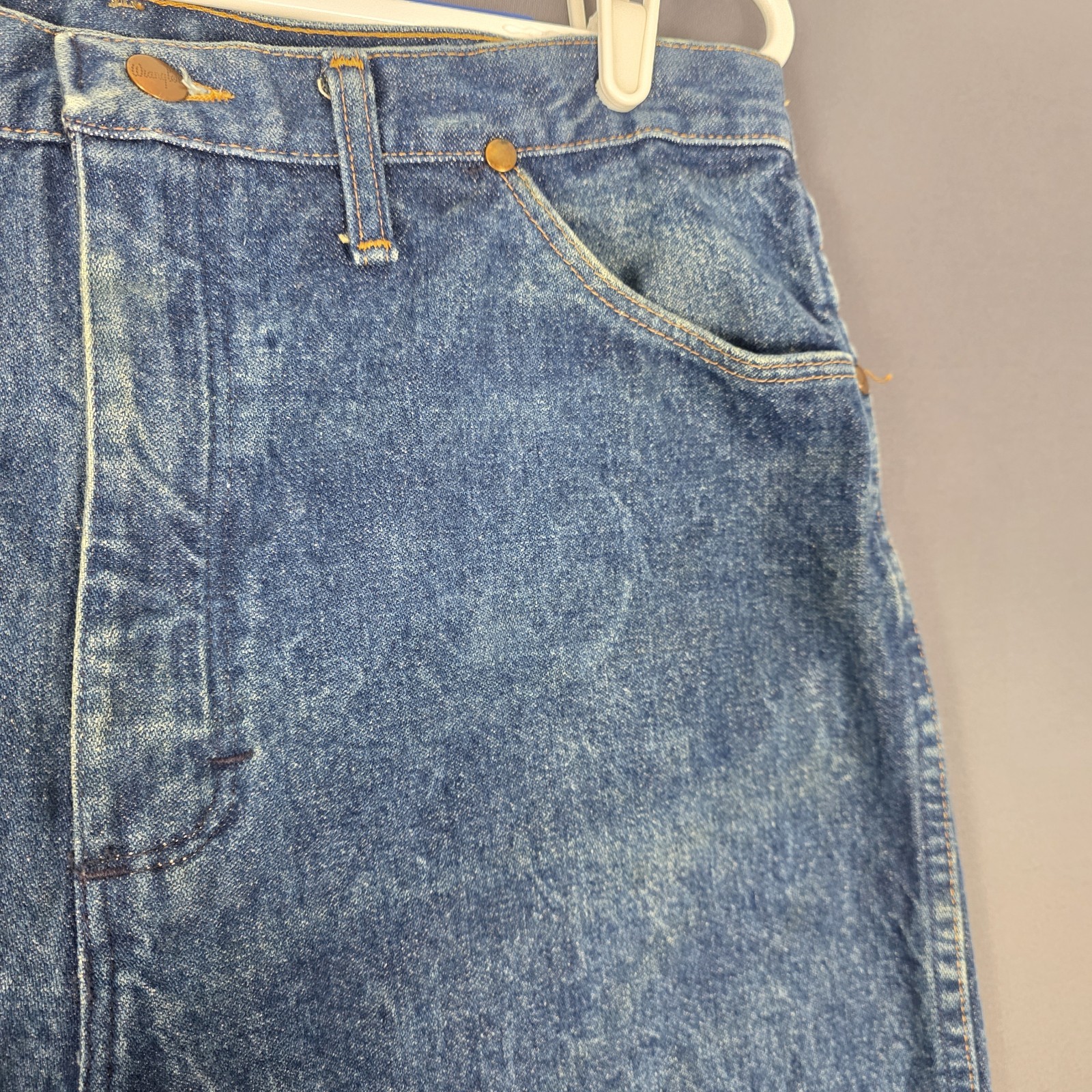 Wrangler 13MWZ Cowboy Cut Jeans 38×34 Made USA Vintage Blue Denim Western Work