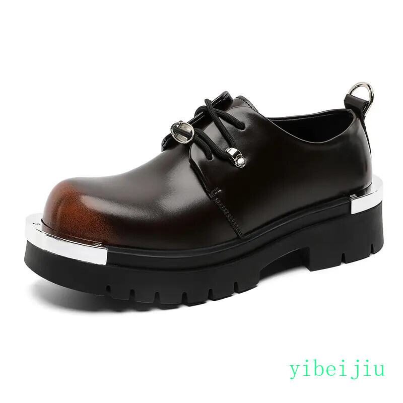 Mens Metal Round Toe Casual Lace Up Dress Formal Business Platform Fashion Shoes