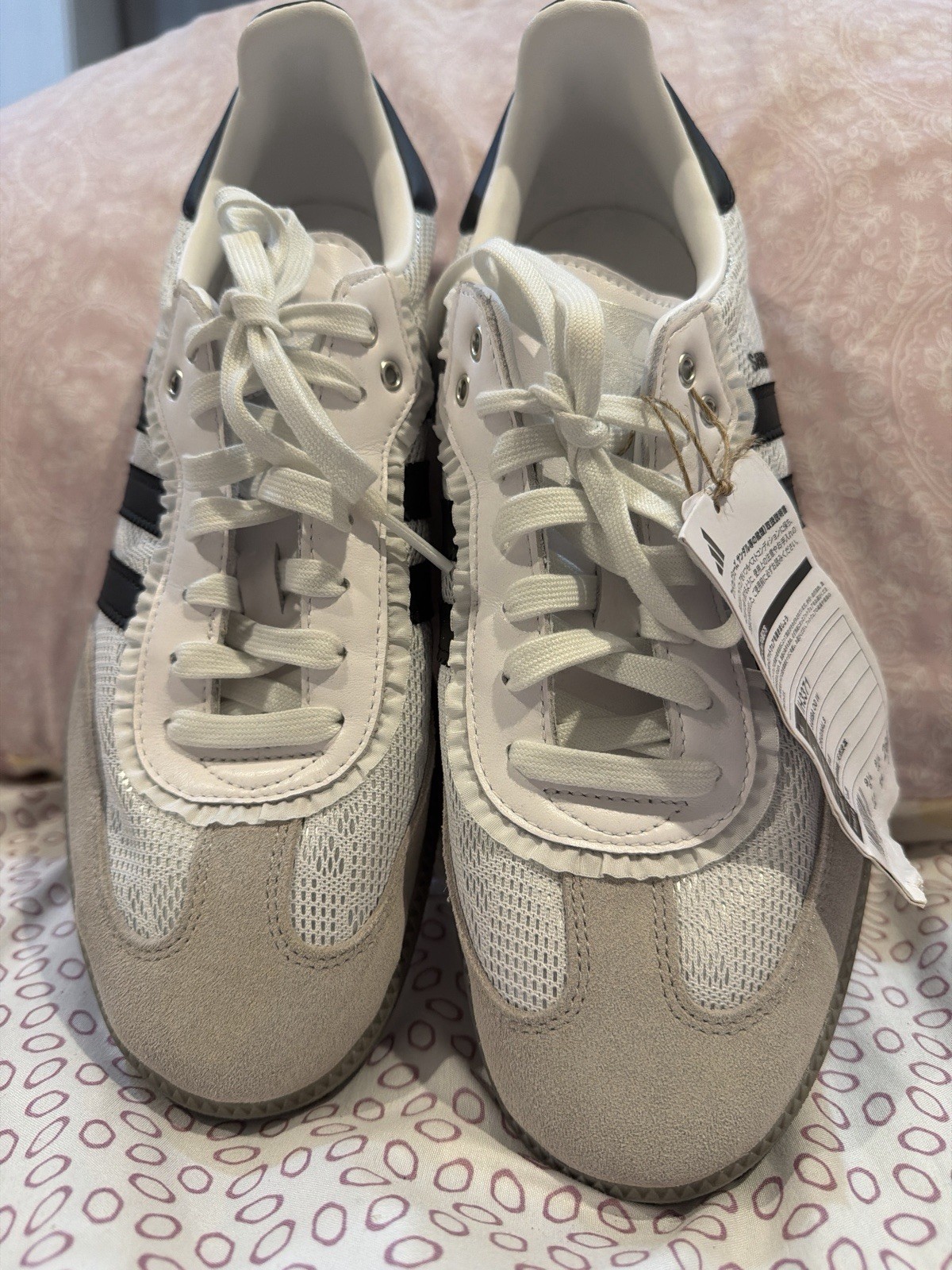 adidas Samba OG Low Top Lace-Up Sneakers White/Gray/Black IH3371 Lace Flower