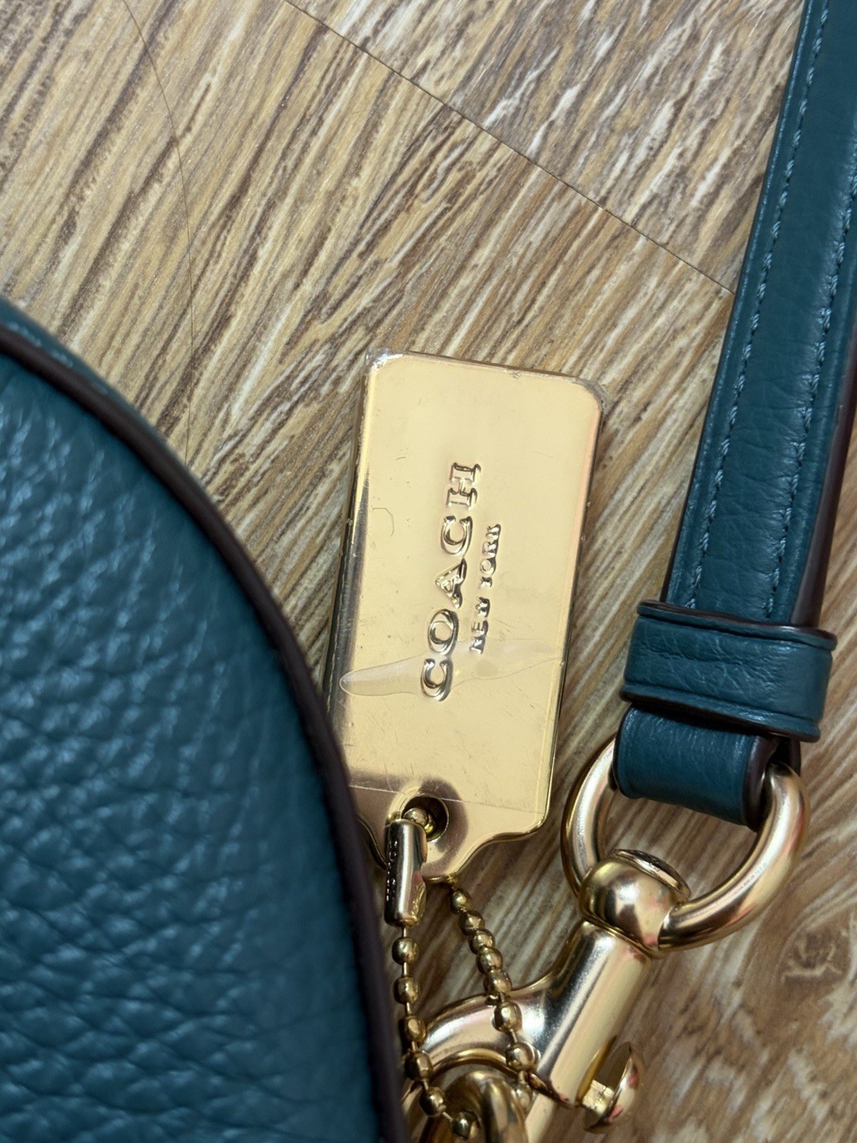 Authentic Coach Green Pebbled Dome Crossbody Zip Bag Logo Studs Detachable Strap