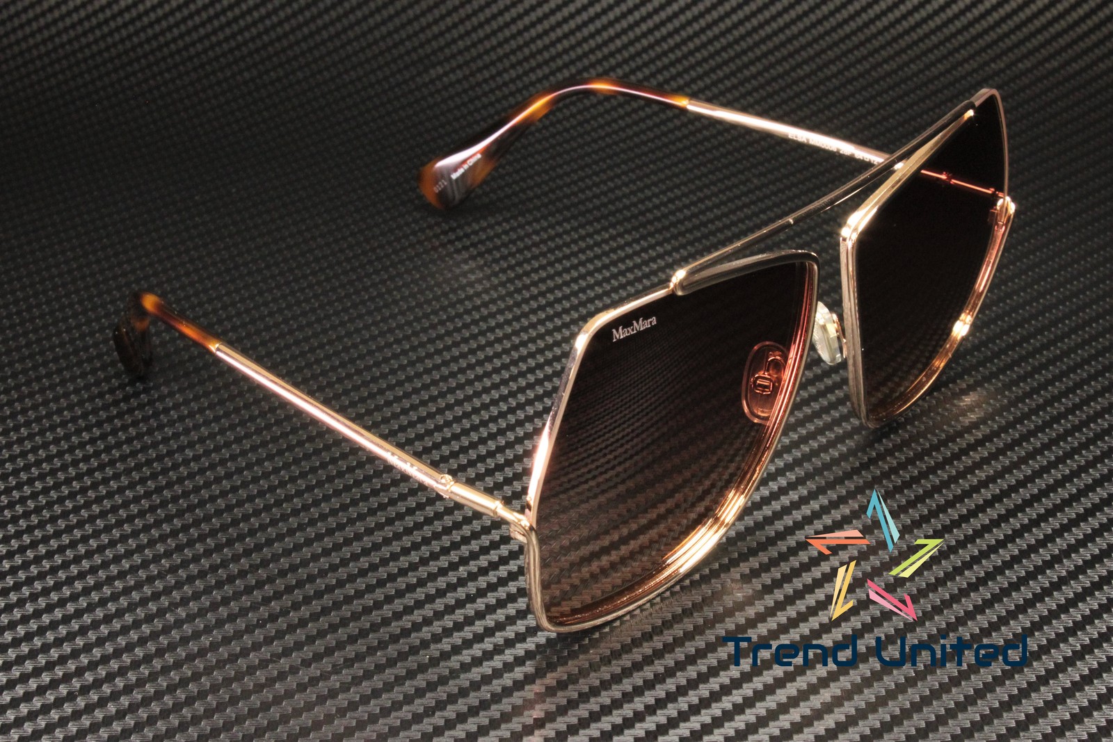 MaxMara MM0006 28F Shiny Rose Gold Gradient Brown Metal 64 mm Women’s Sunglasses