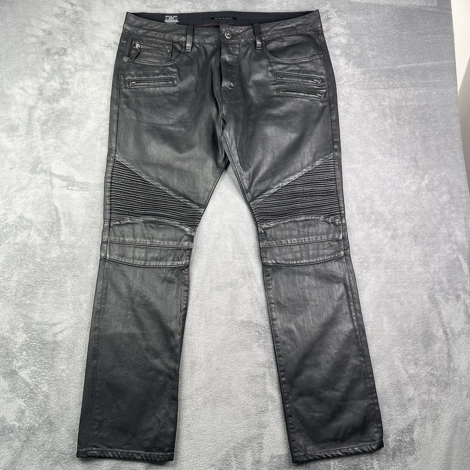 Cult Of Individuality Jeans Mens 38×34 Greaser Rocker Rebel Cycle Wax Denim Moto