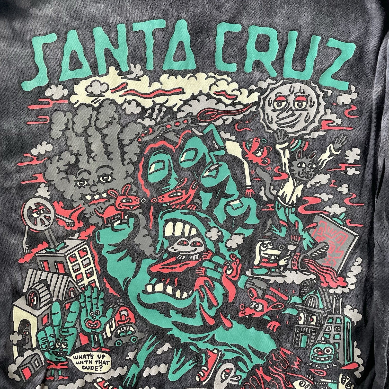 Killer Acid x Santa Cruz Crystal Hand Black Tie Dye Long Sleeve T-Shirt Medium