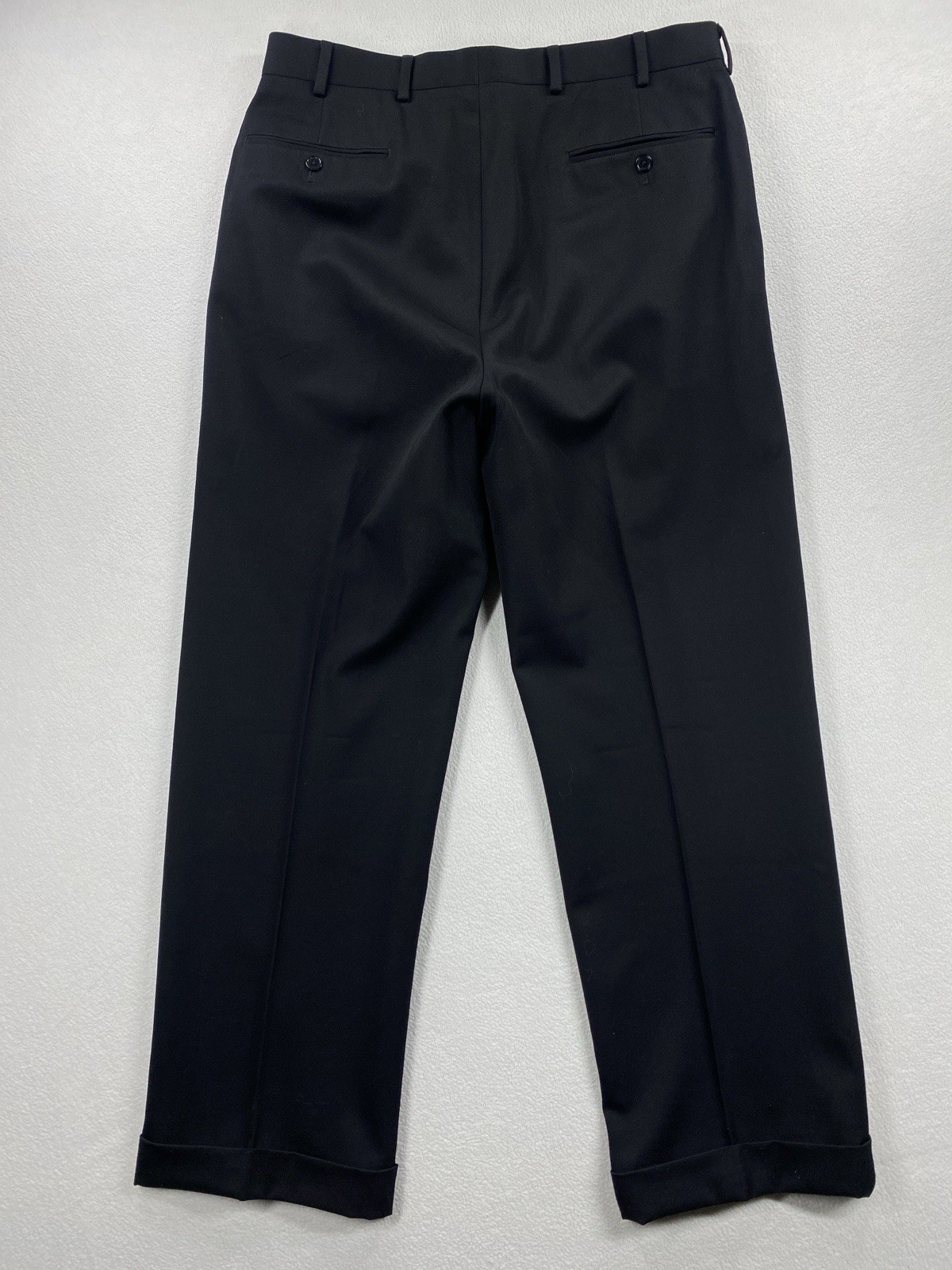 Brooks Brothers Madison Wool Pants Men 35×34 Black Cuffed Preppy Trousers