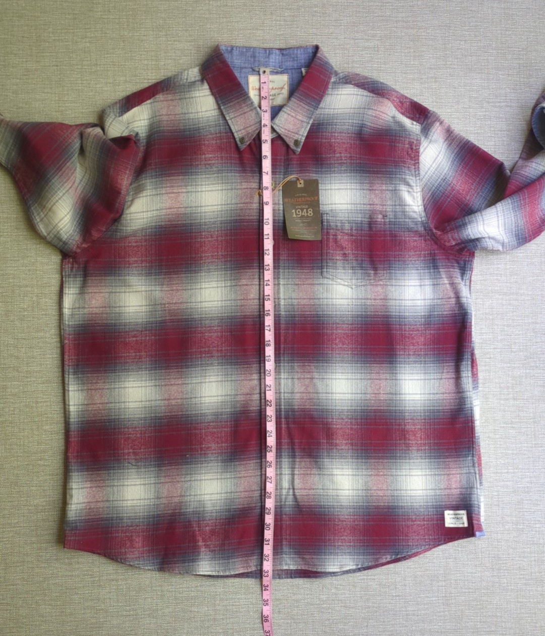 NWT Weatherproof Vintage Long Sleeve Men’s Button-up Flannel Shirt 3XL Red White