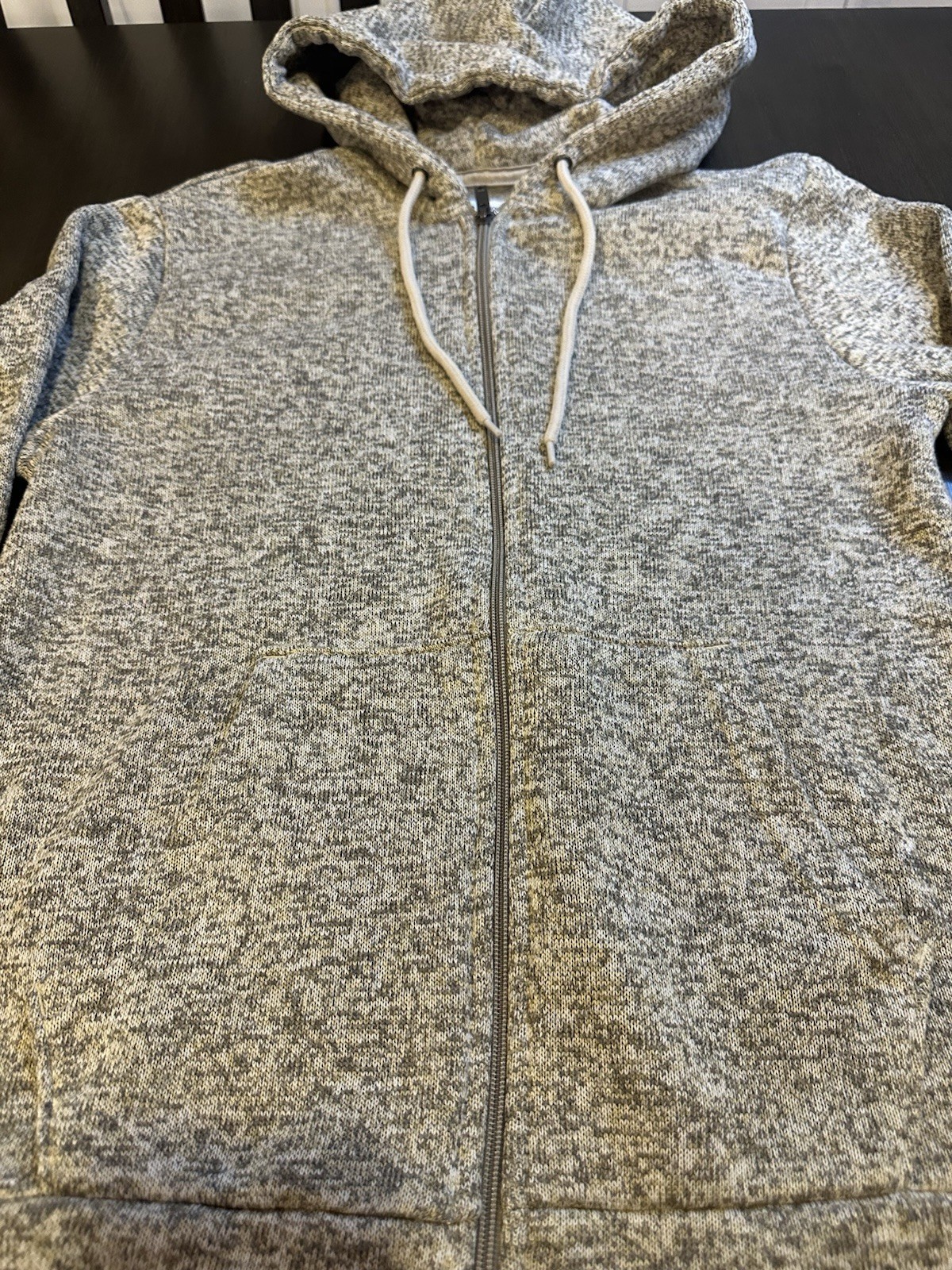 Old Navy Men’s Gray Heathered Fleece Full Zip Hooded Hoodie Pockets M