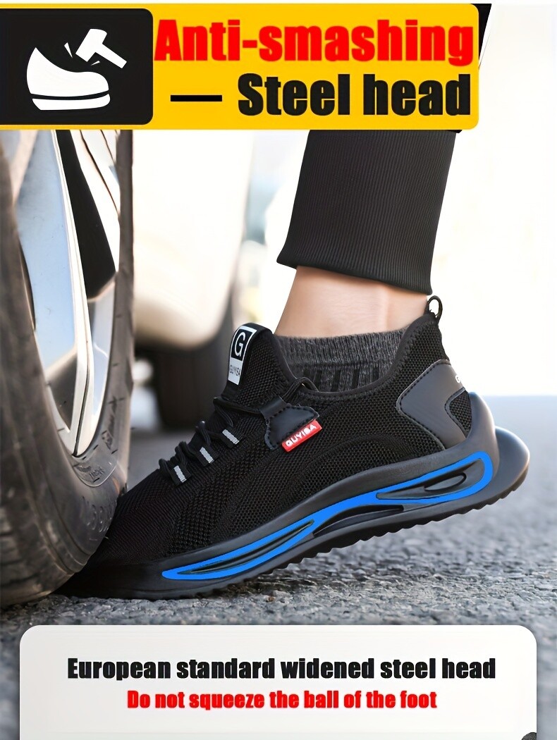 Men Industrial Safety Shoes Steel Toe Indestructible Work Boots Large Size 7-13