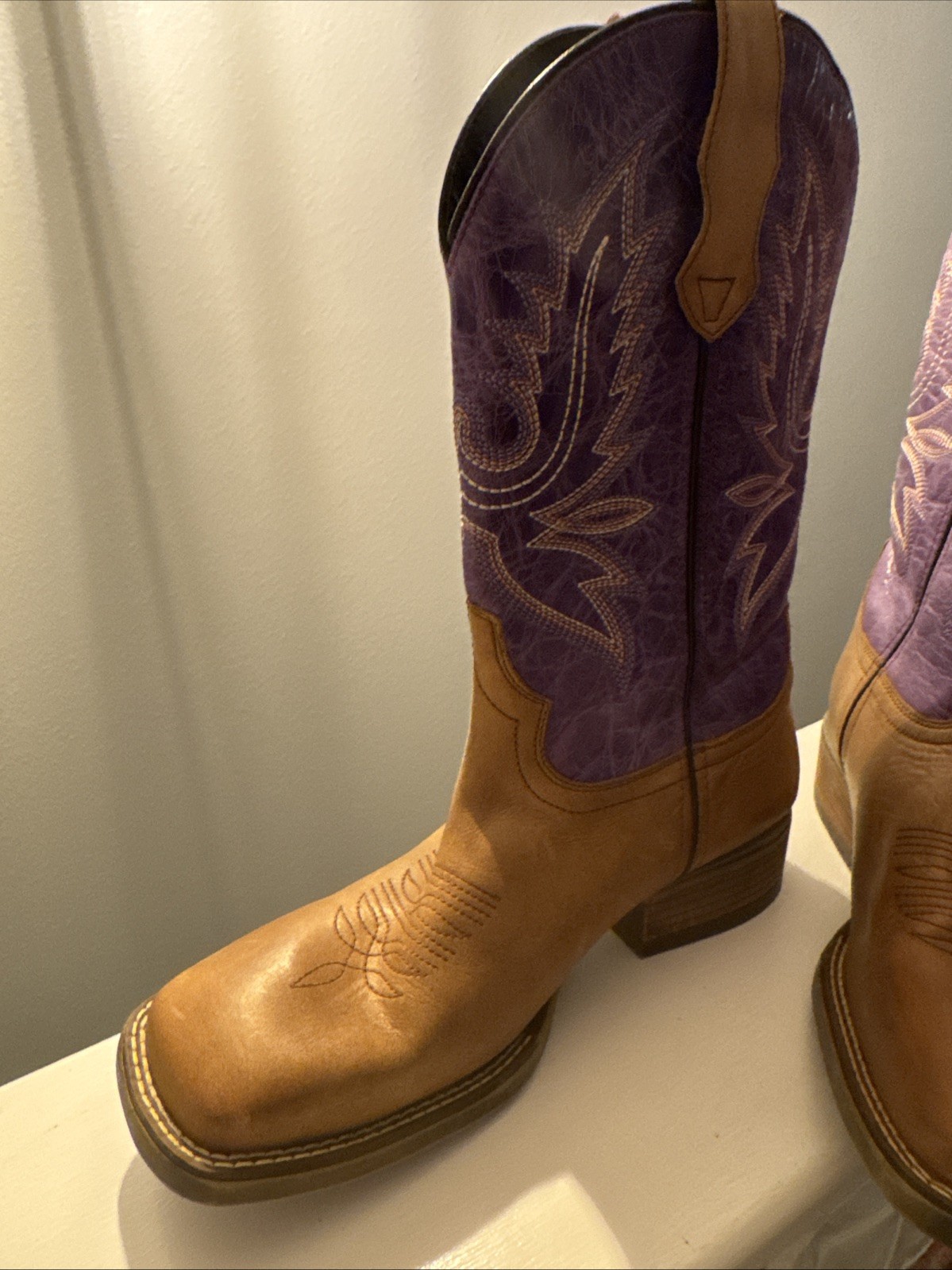 Laredo Womens Mara Square Toe Casual Boots Mid Calf Low Heel Brown, Purple