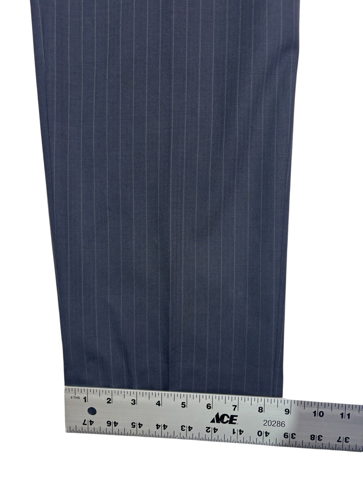 Jos A Bank 42R 36×31 Navy Blue Stripe 2pc Pant Suit Flat Front Wool Classic