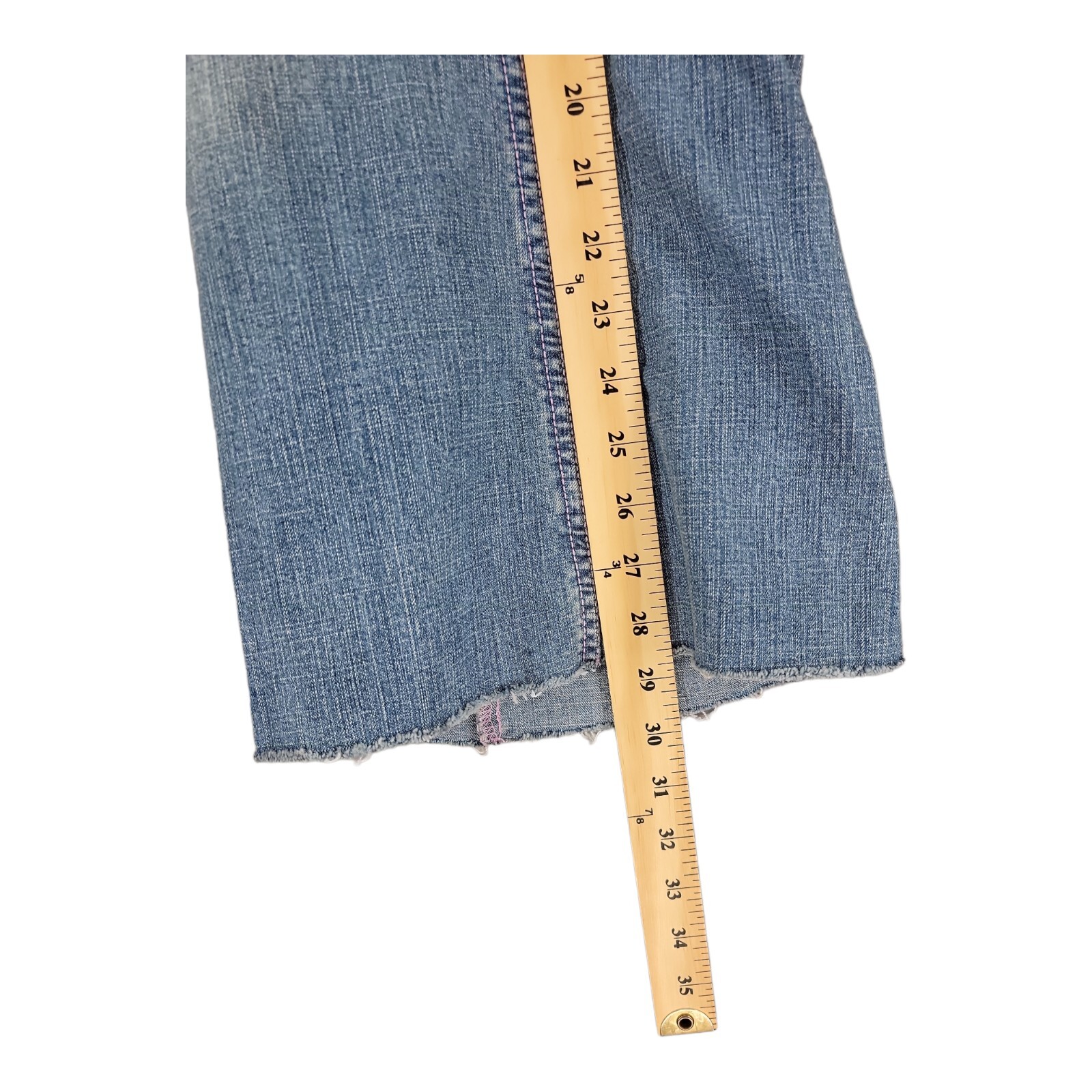 Crest Womens Jeans Wide leg Embroidered Ragged Hem Light Wash 21/22 41×30
