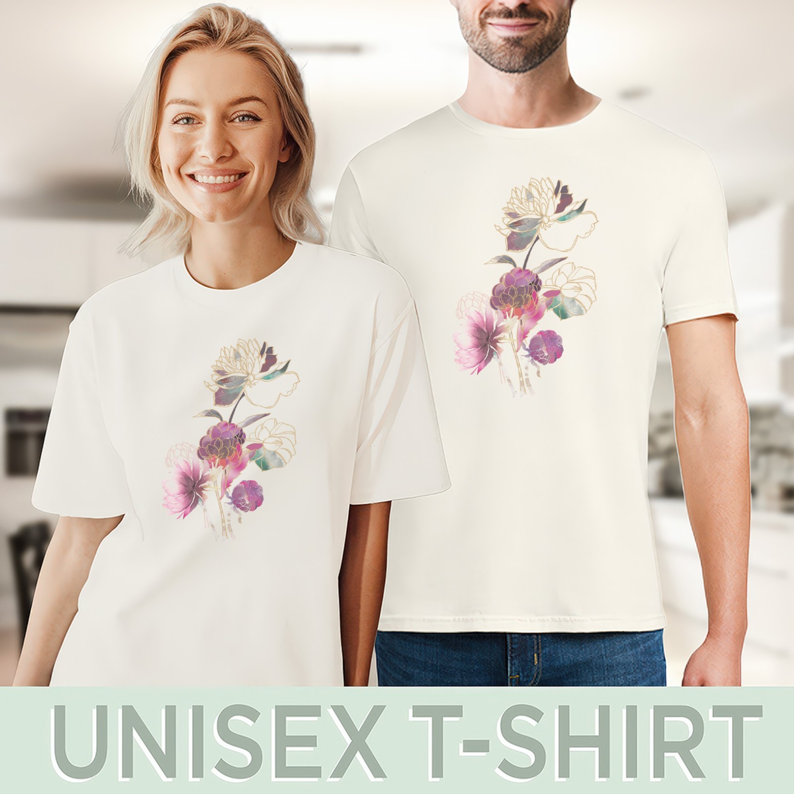 Neutral Floral Watercolor Shirt Minimal Flowers Graphic Botanical Art Tee Top