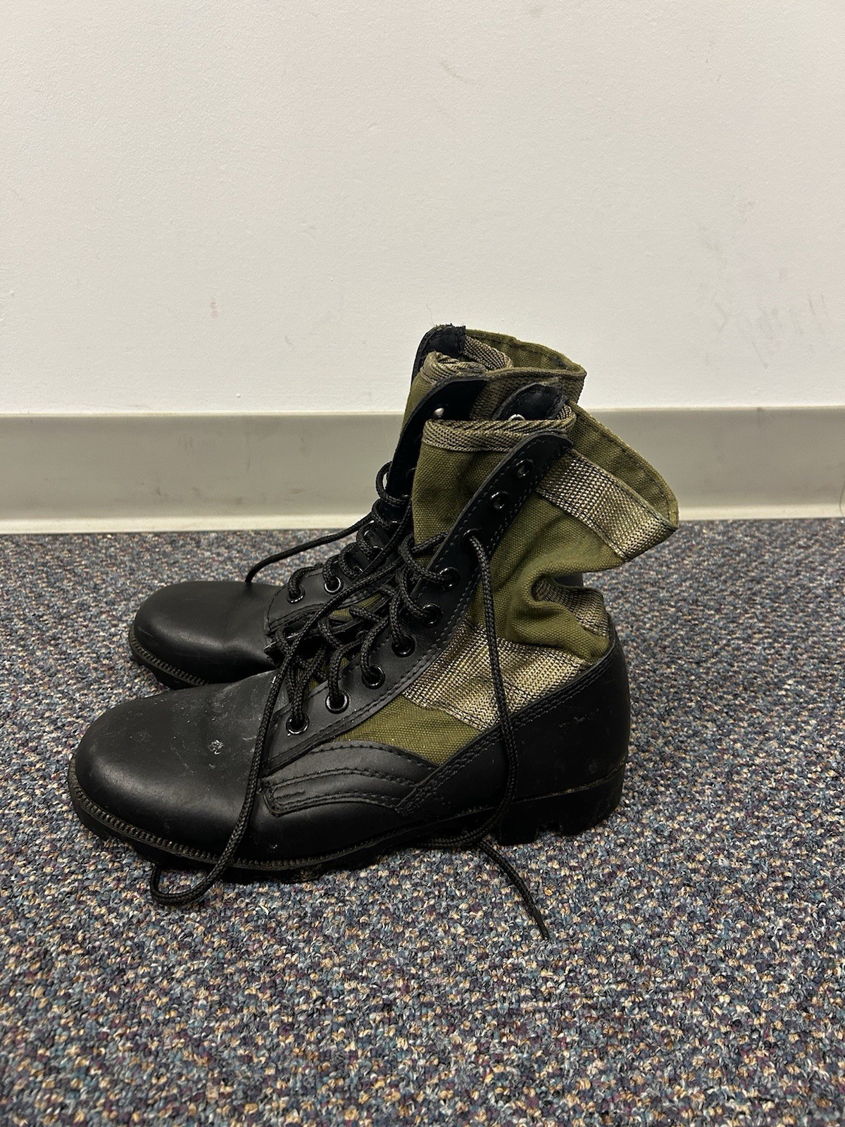 Rothco Jungle Boots Black Leather Olive Drab Canvas Combat Military Size 7R USA