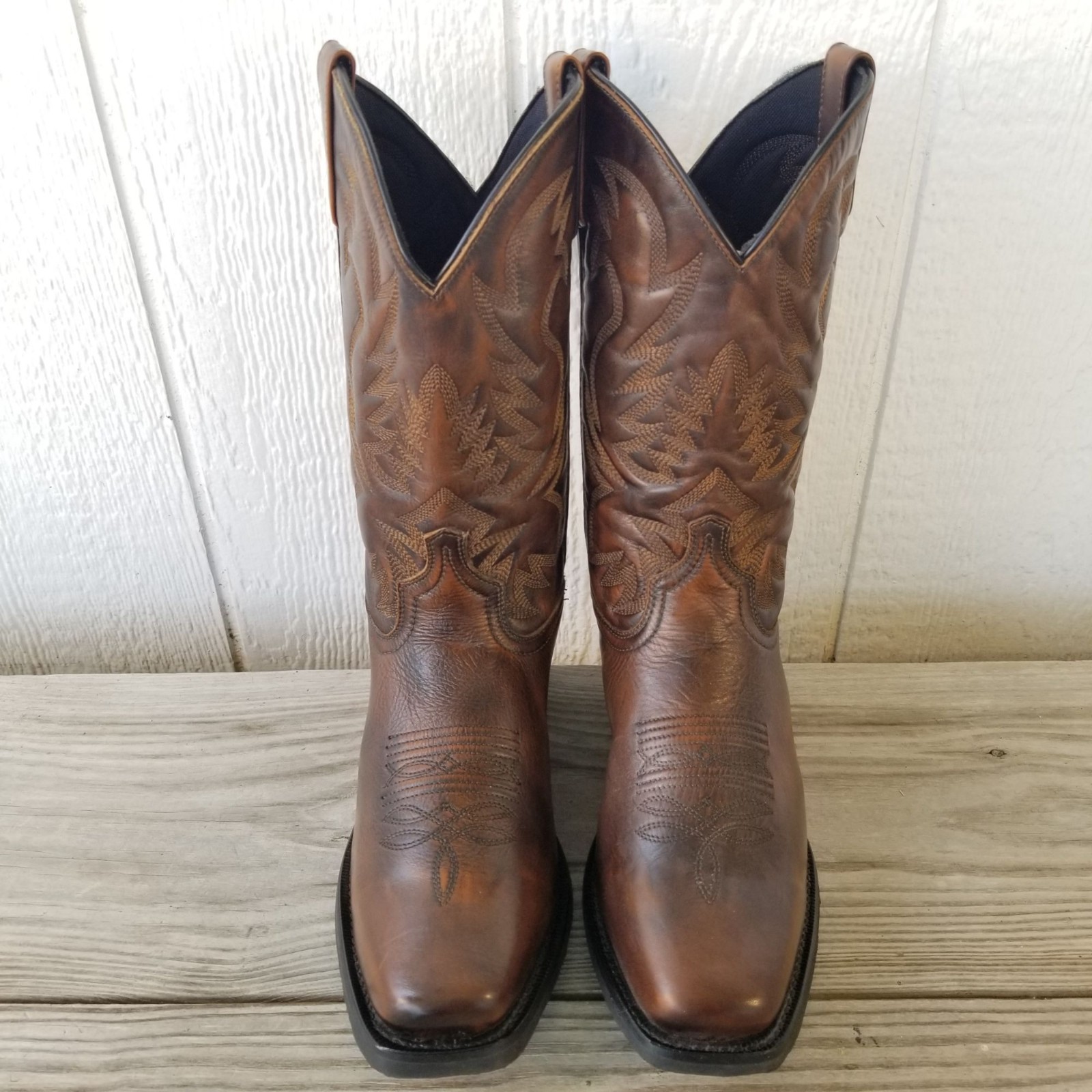Laredo Lawton Mens Mahogany Brown Leather Western Performance Boots 9 D 68444
