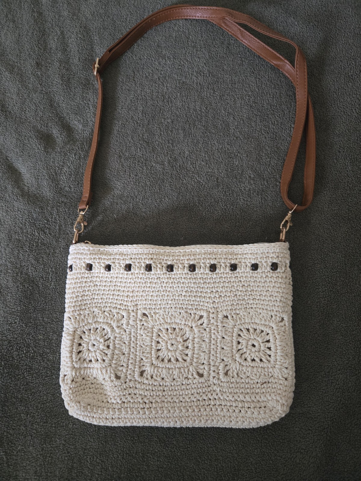 Women’s Bohemian Crochet Shoulder Bag W/ Adjustable Strap 6.3×10.25 Inches