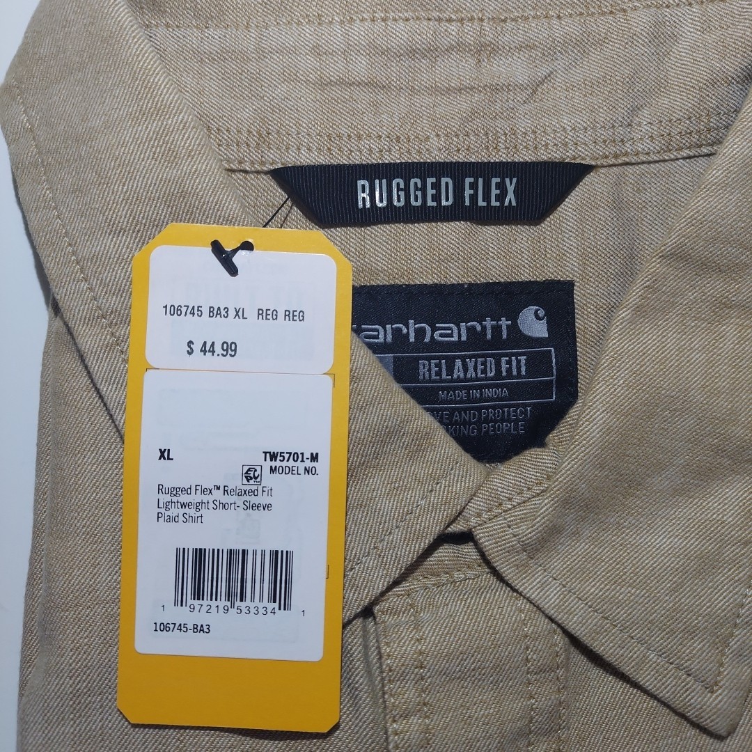 Carhartt Men’s Size XL Rugged Flex™Relaxed Fit Lightweight Short Slv Button Down