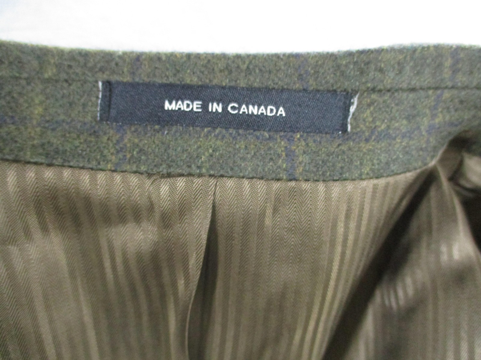 Tallia Blazer Mens Large Green Wool Windowpane Plaid Sport Coat Made Canada