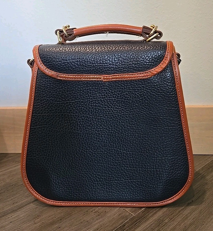 Vintage Dooney & Bourke All Weather Leather Spectator Bag Navy Push Lock Classic