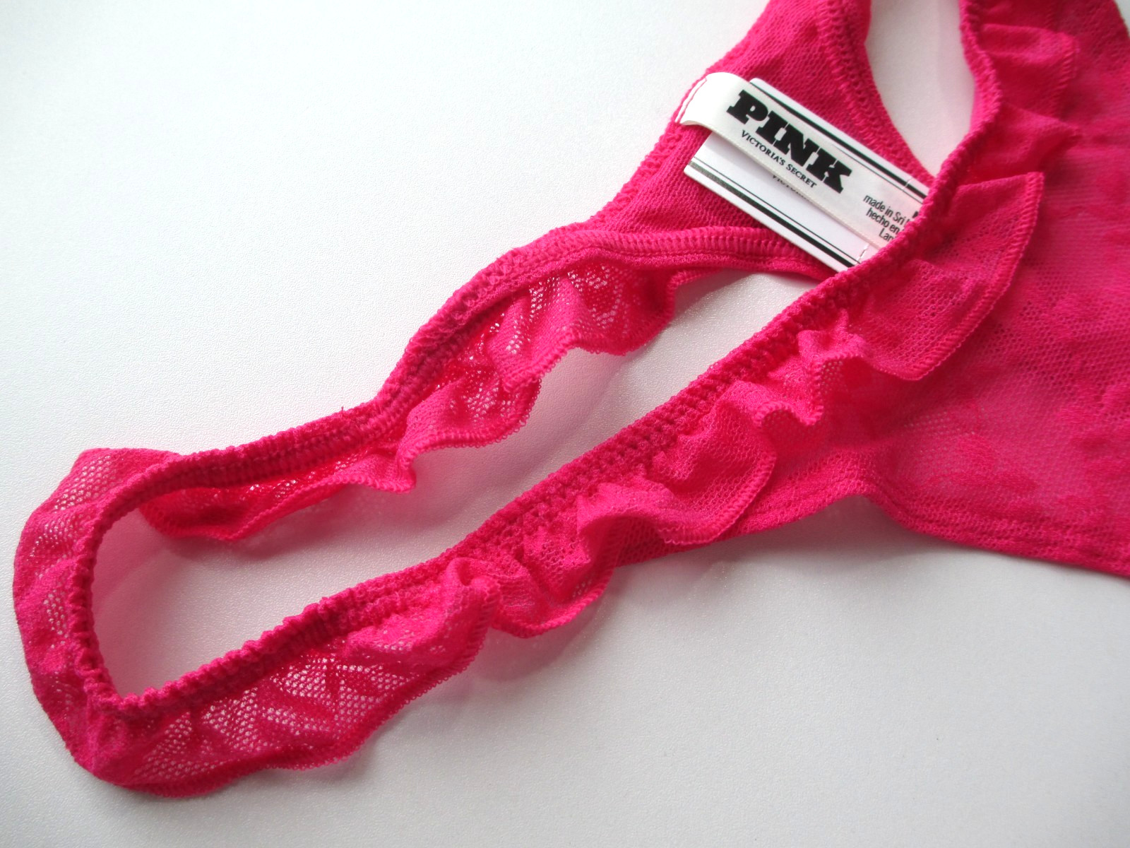 VICTORIA’S SECRET PINK Micro High Leg Thong Panty S M L XL Pink Lace Ruffle VS