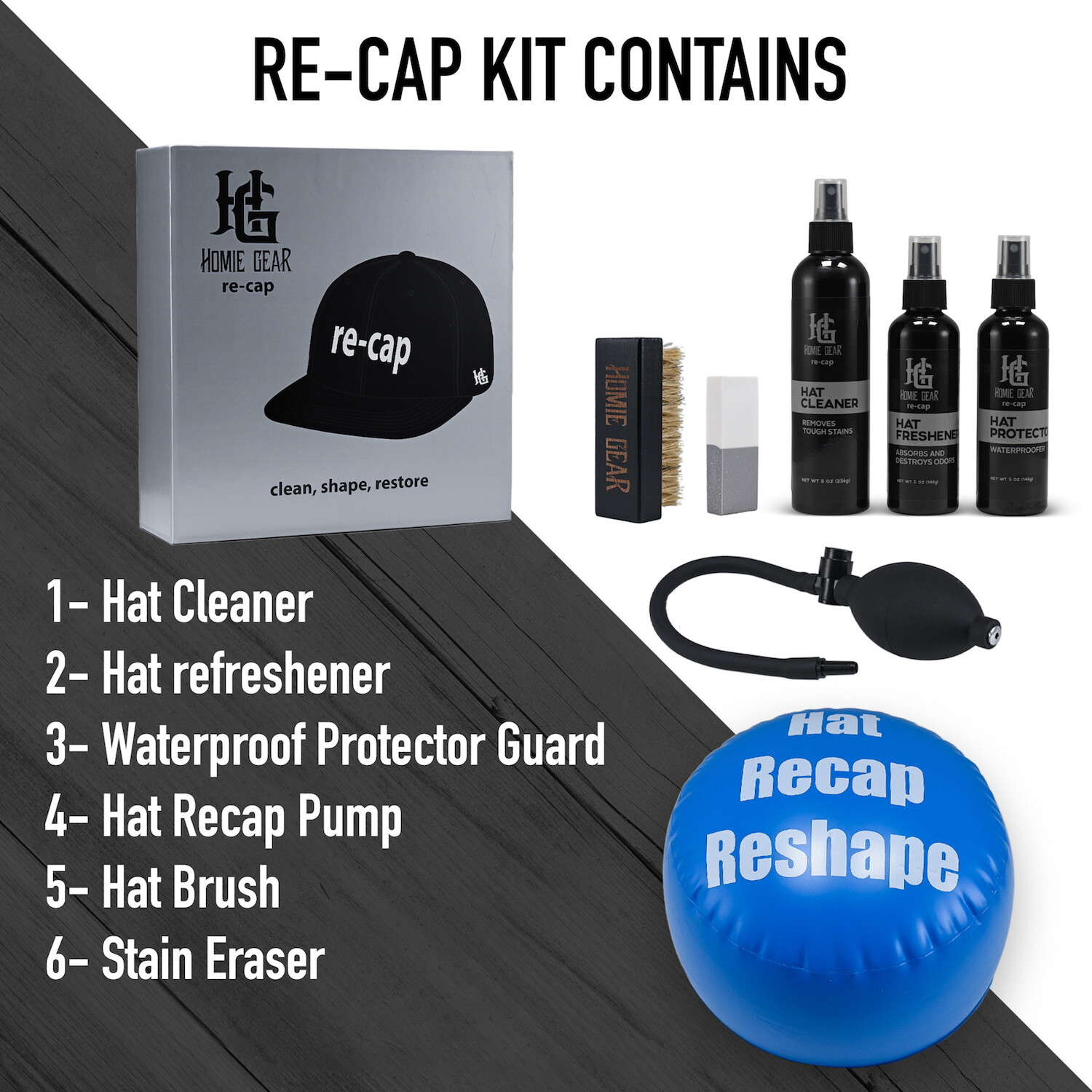 Recap Cleaning Kit for New Era Hats with Hand Pump, Hat Cleaner Cap Care Kit Set