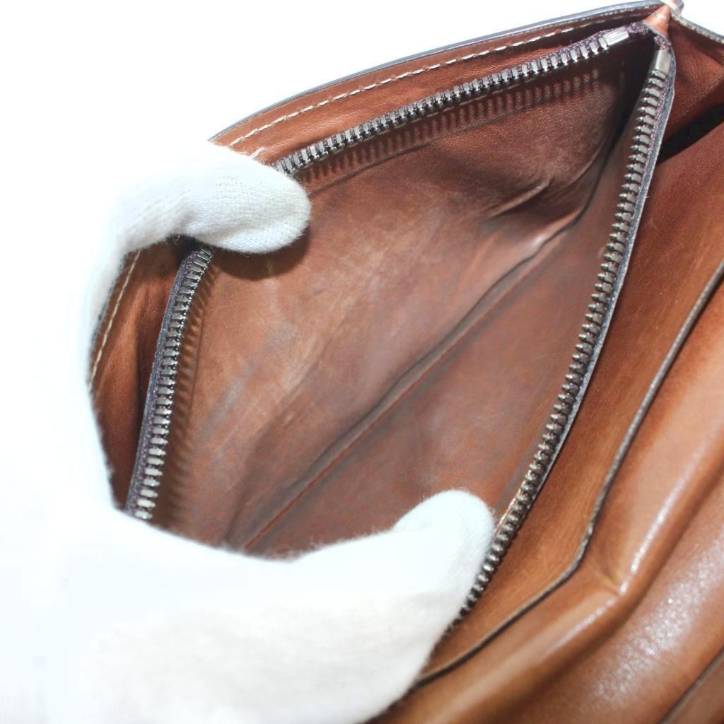 Berluti Long Wallet Script Leather Bi-fold Brown Men’s 19cm x 10.5cm x 1.3cm