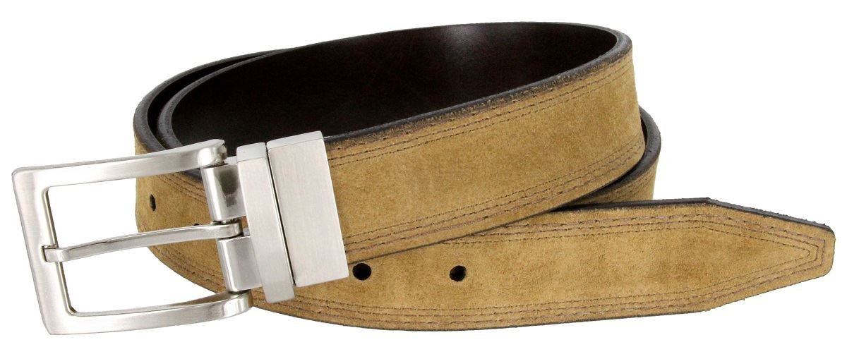 Lejon Genuine Leather Reversible Suede Tan Smooth Brown 1-1/2″ Wide Belt
