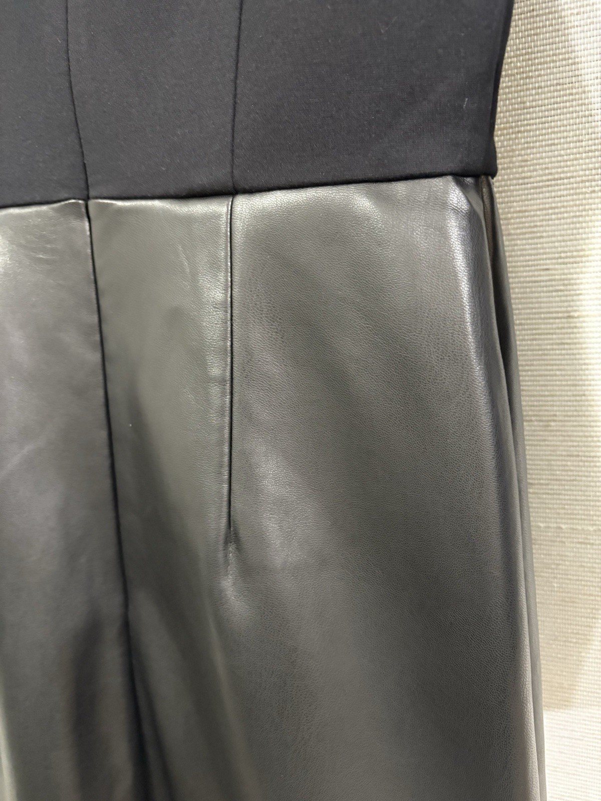 Ann Taylor Half Leather Black Sheath Dress Size 0