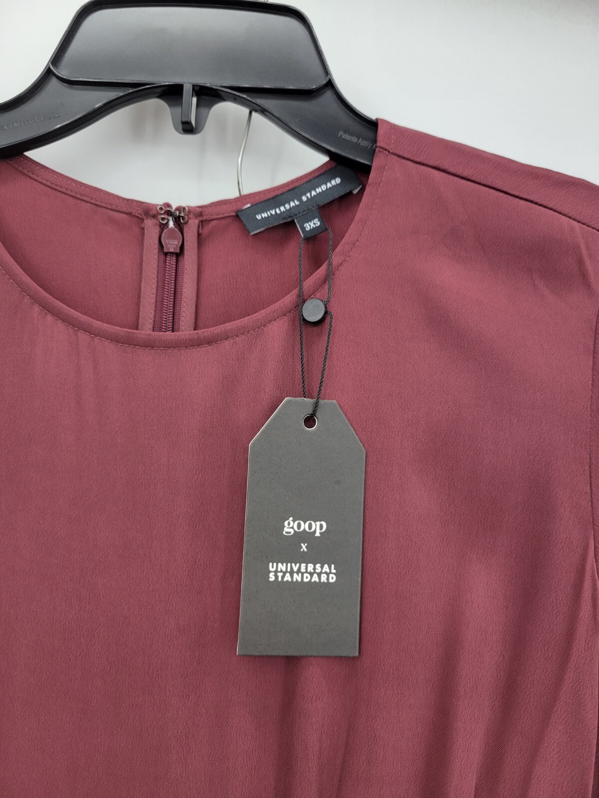 Goop x Universal Standard Dress Womens 3XS Maroon Hi Lo Maxi Short Sleeve Modern