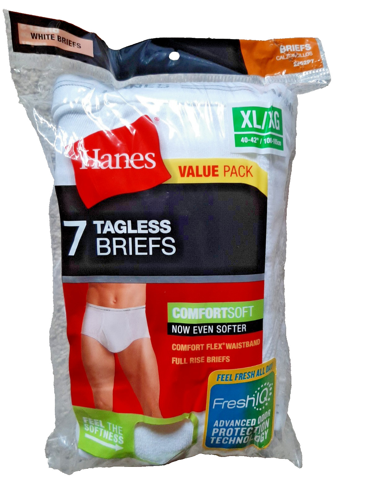 Vintage 2014 NIP Hanes 7 Tagless Briefs Men XtraLarge 40-42″ Comfortsoft/FreshIQ