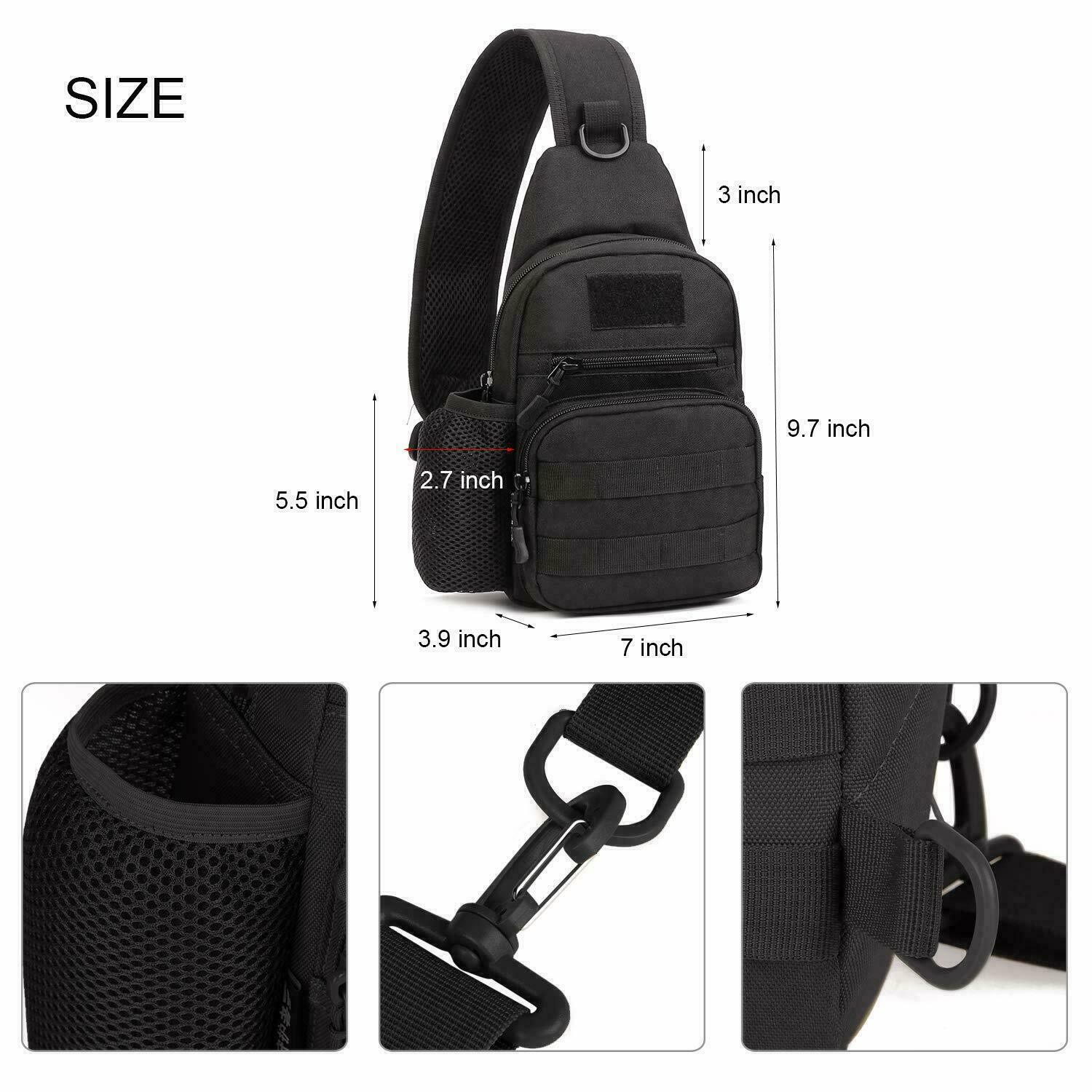 Mens Backpack Tactical Sling Shoulder Bag Molle Travel Chest Pack Outdoor Hiking