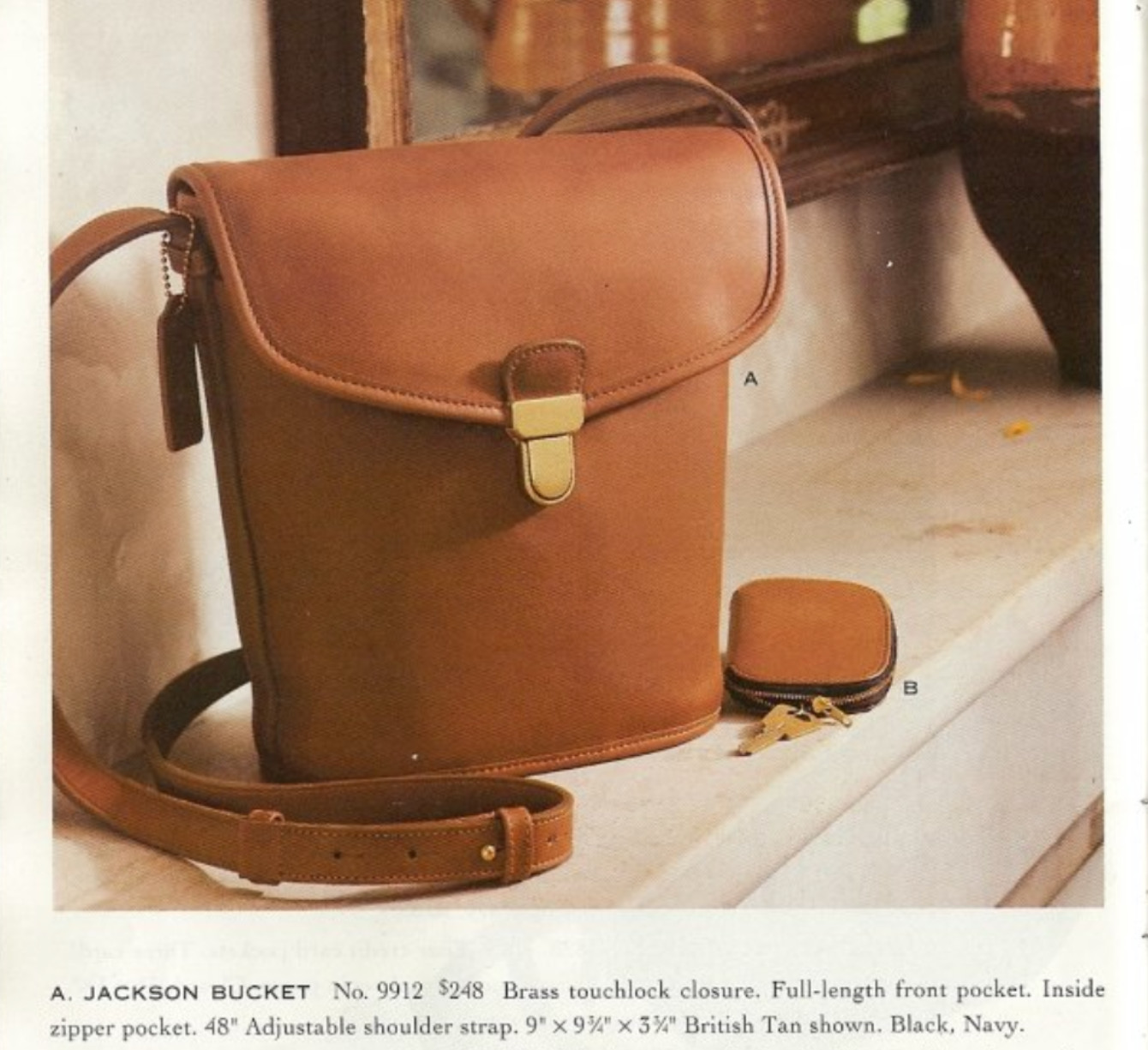 Vintage Coach 9912 Jackson Bucket Navy GLOVE TANNED LEATHER Made in USA Pre-1994