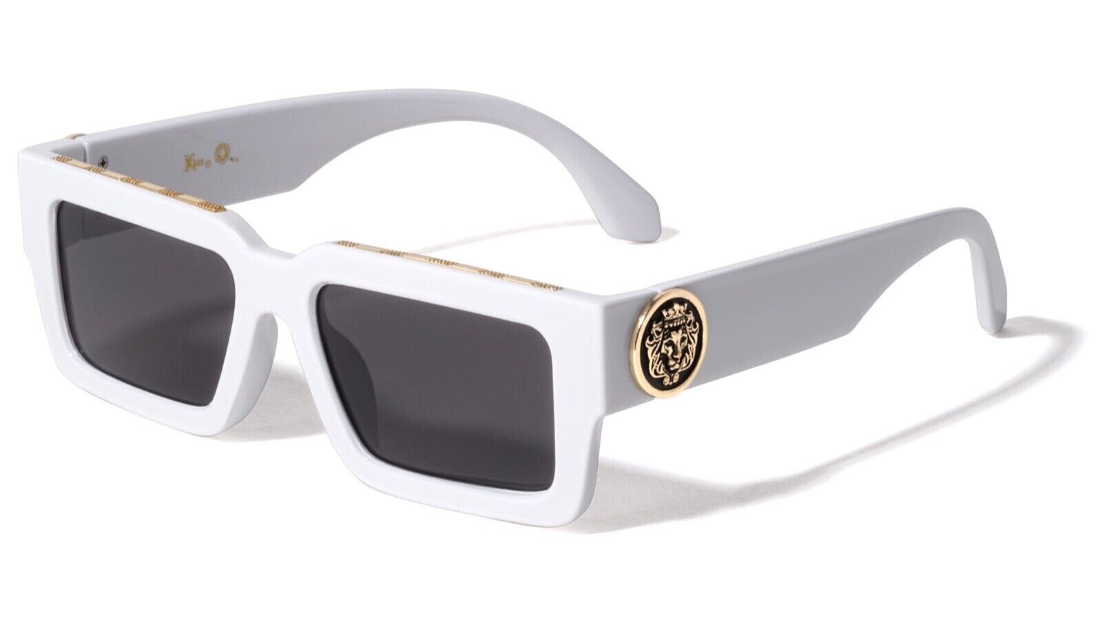MEN GOLD LION HEAD MEDALLION SUNGLASSES CLASSIC CASUAL RETRO DESIGNER OUTDOOR