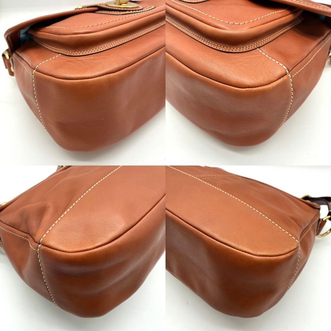 COACH Legacy One Shoulder Bag Brown Leather Turn Lock Pre-Owned Used 33x24x9 cm