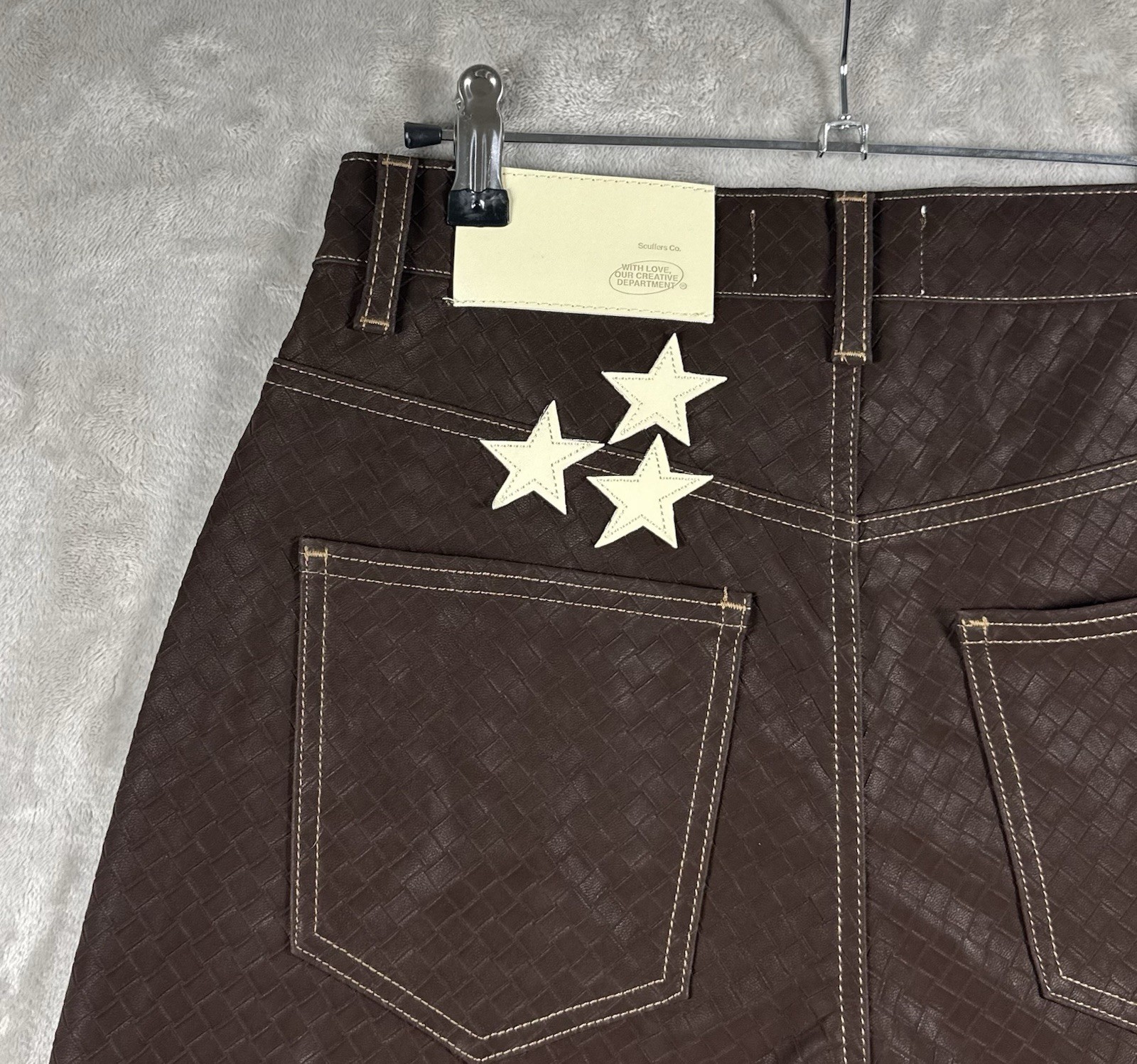 Scuffers Long Baggy PU Shorts Jorts 13” Mens 34 (Actual Waist 27”) Brown Skater