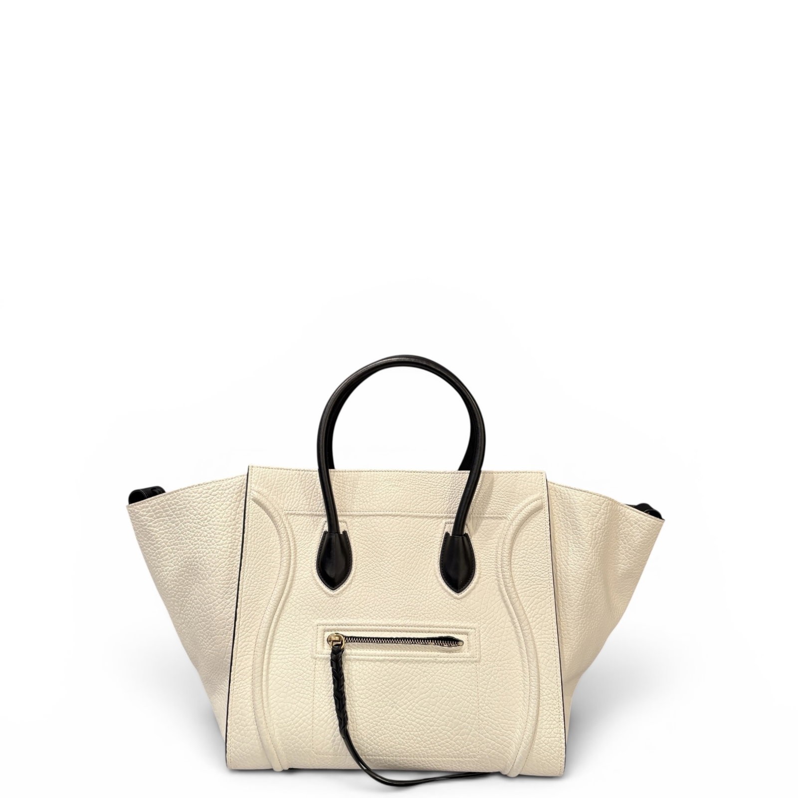 Celine Medium Luggage Phantom White Black Grained Calfskin (kr050526a6)
