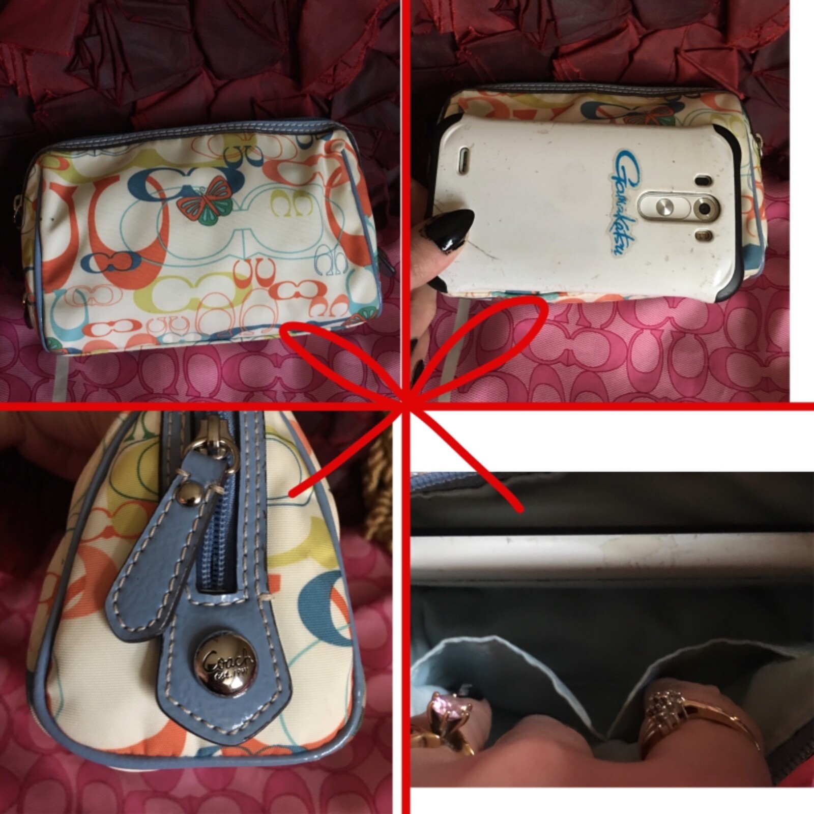 Coach Ashley CC monogram Multicolored make up/larger phone pouch. Barely used