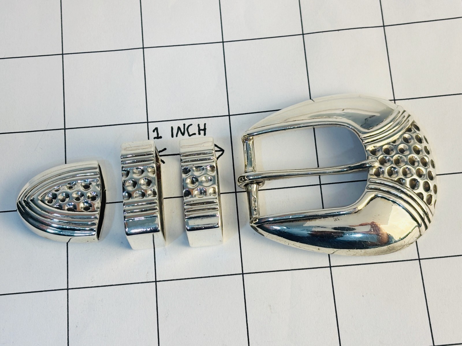 Greg Jensen Sterling Silver .925 Handmade Golf Ball Ranger Belt Buckle 36 Lizard
